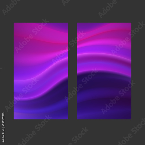 Vector abstract background. IPhone Wallpaper. Set of blue and lilac wave backgrounds