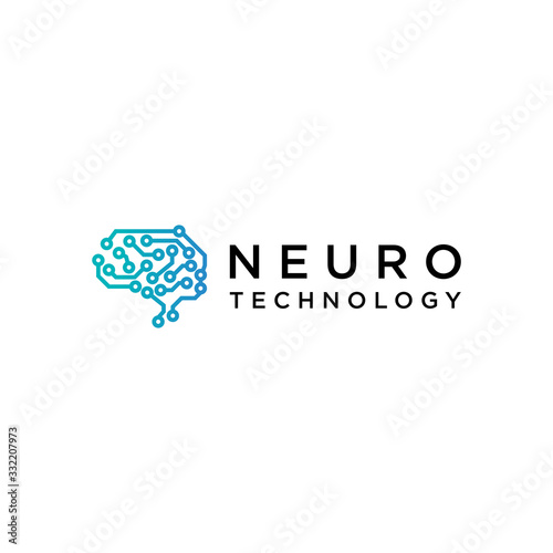 Abstract brains on profile circuits, concepts of artificial intelligence, vector logos for corporate identity. , illustration of the concept of technology, - Vector