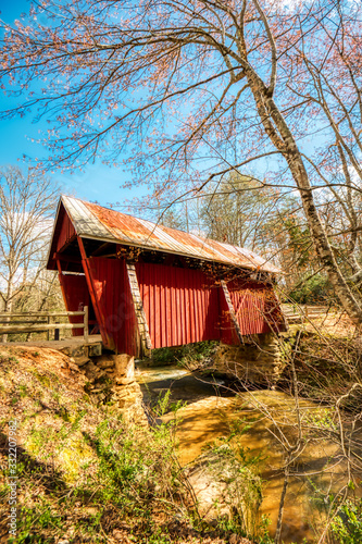 The last covered bridge in South Carolina built in 1909.  The Campbell bridge is now public property in a park. photo