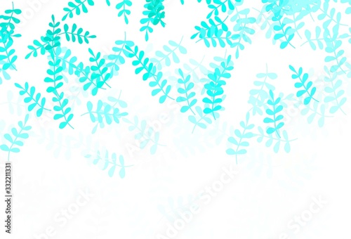 Light Green vector doodle template with leaves.