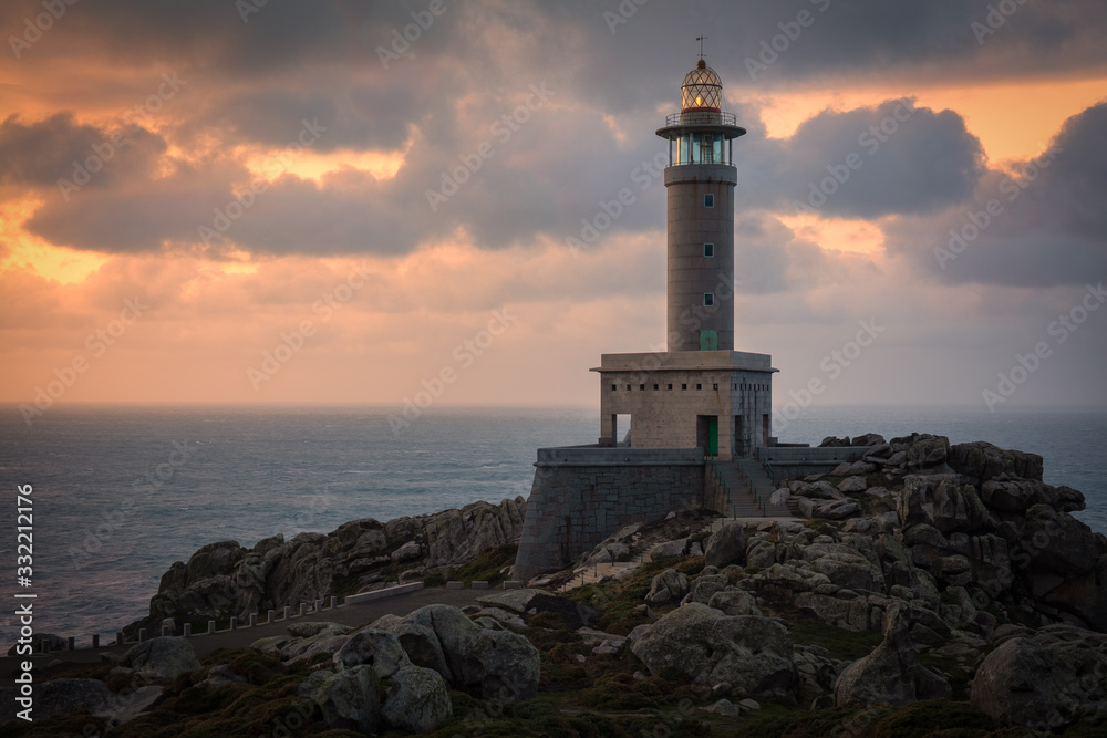 Punta Nariga lighthouse in Malpica de Bergantiños, Galicia, Spain