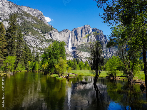 Lake in mountains in Yosemite national park, USA