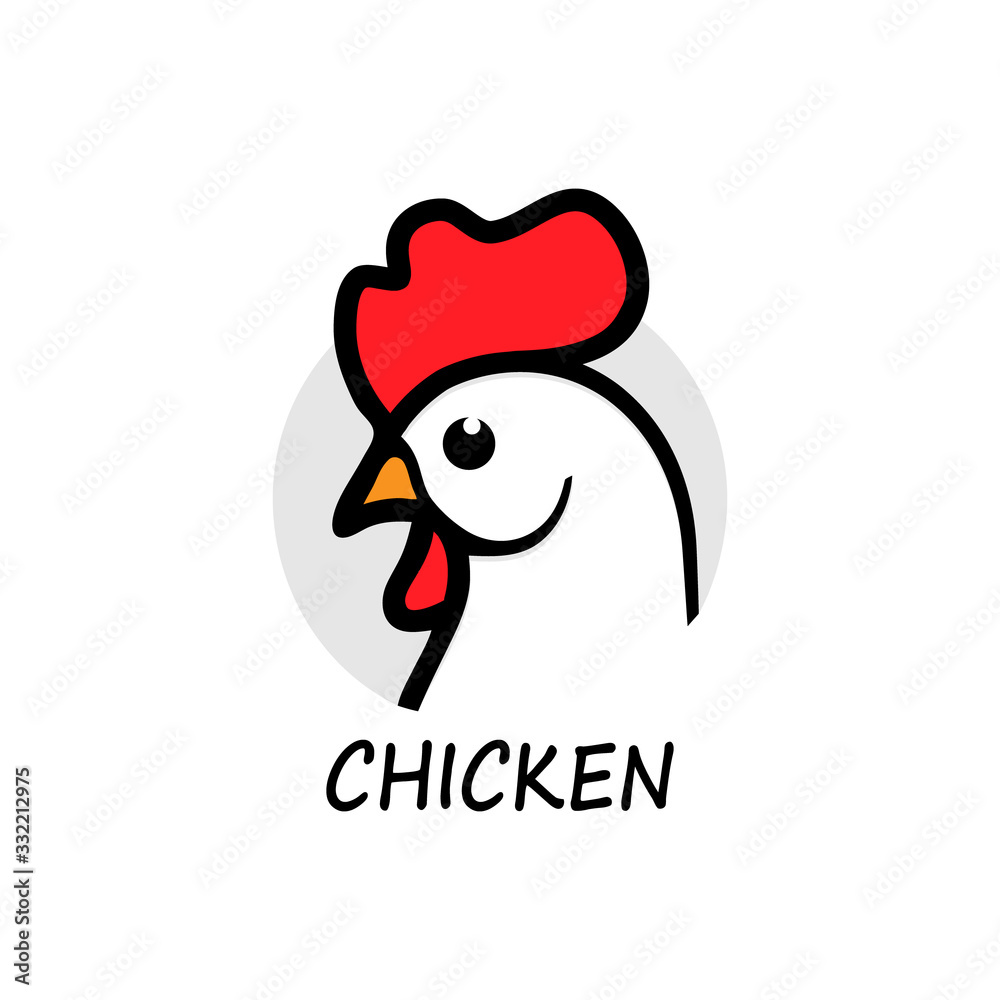 Obraz premium Chicken logo vector illustration isolated on white. 