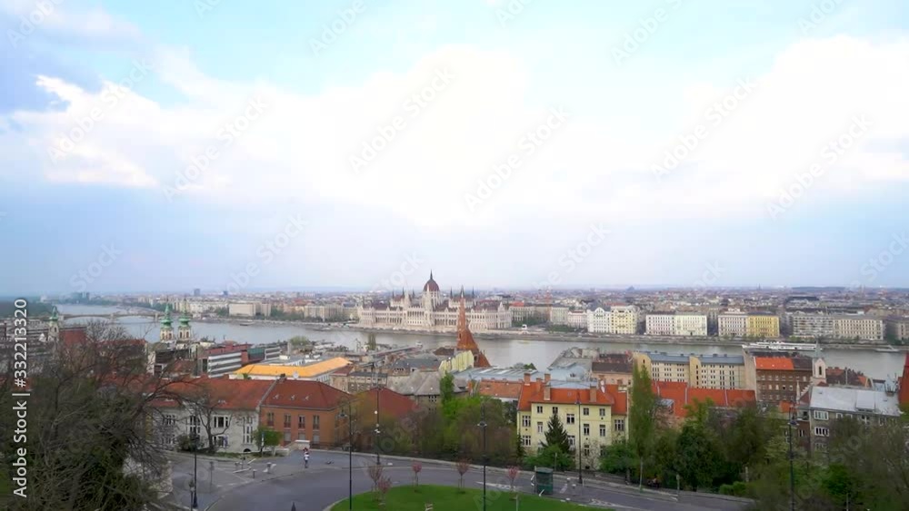 Budapest - April 9, 2019: Time lapse - Fisherman's Bastion - Hungary Budapest - April 9, 2019: Time lapse - Fisherman's Bastion - Hungary