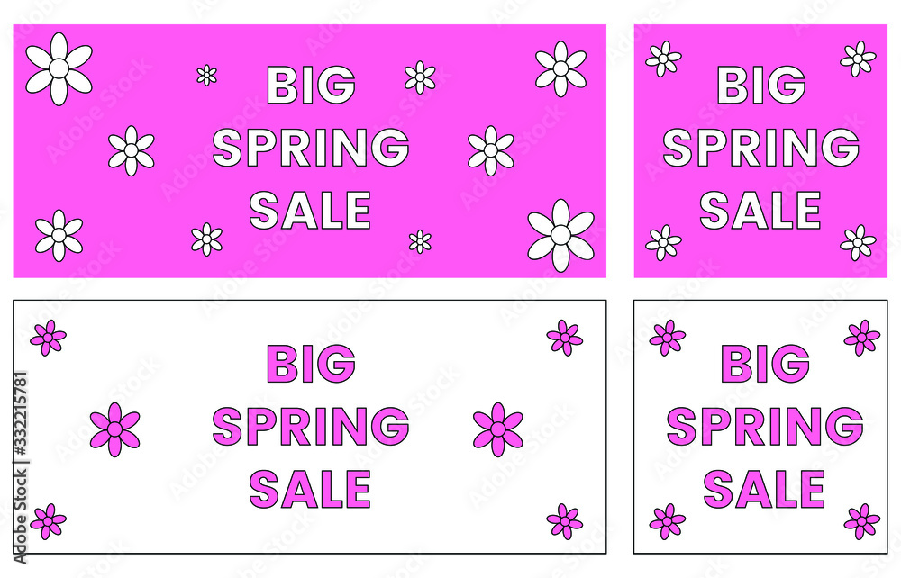Spring summer sale vector banner set. Useful for websites, pop, Instagram, Facebook and other social media platforms. Big sale signs. With floral pattern and red, purple, pink, white, black colored. Spring summer sale vector banner set. Useful for websites, pop, Instagram, Facebook and other social media platforms. Big sale signs. With floral pattern and red, purple, pink, white, black colored.