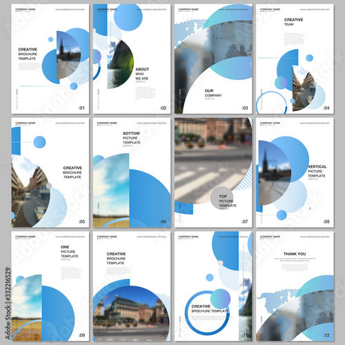 A4 brochure layout of covers design templates for flyer leaflet, A4 format brochure design, report, presentation, magazine cover, book design. Simple background with circles, geometric round shapes.