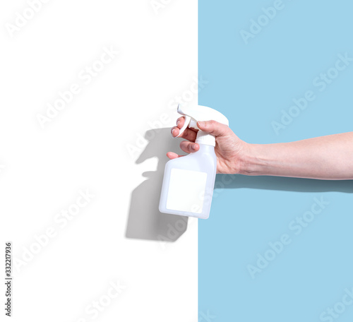 White spray bottle - cleaning and hygiene concept