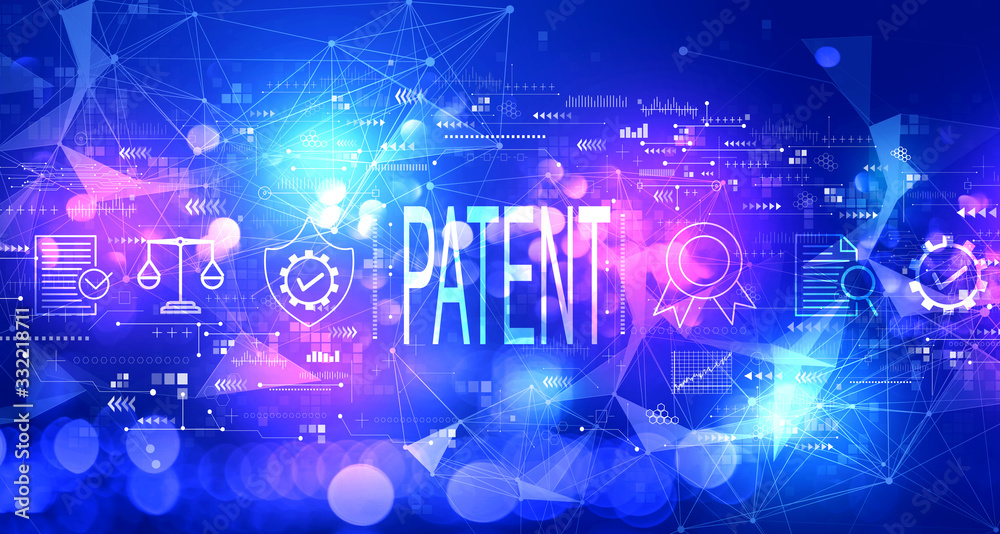 Patent concept with technology blurred abstract light background