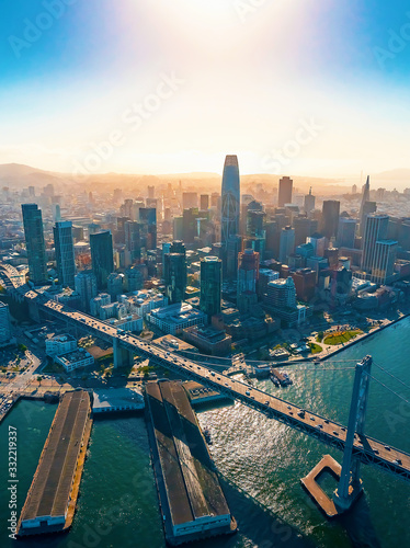 Photography Downtown San Francisco aerial view of skyscrapers