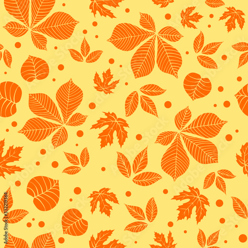seamless background with orange autumn leaves
