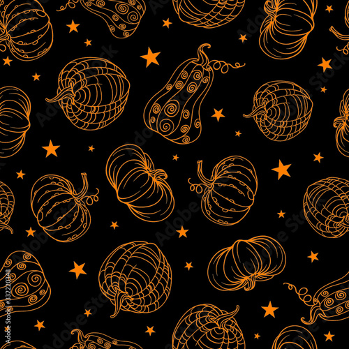 Halloween seamless pattern with pumpkins 