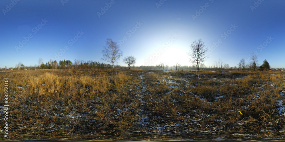 Rural Winter Landscape HDRI Panorama Rural Winter Landscape HDRI Panorama