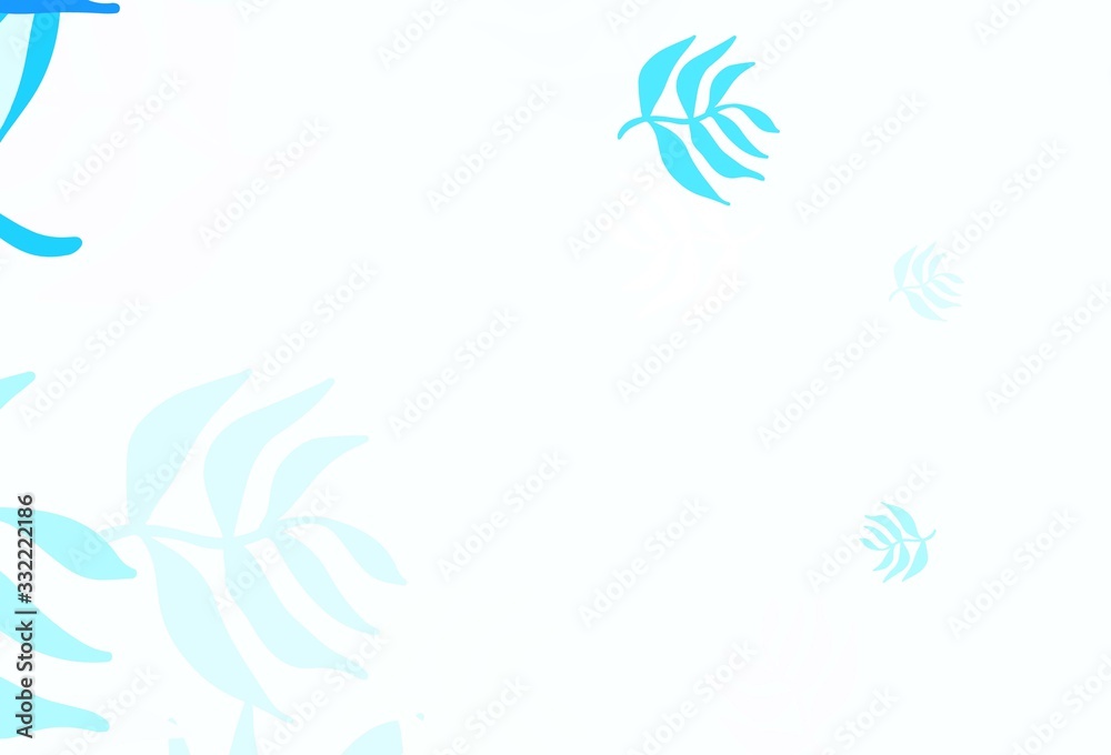 Obraz premium Light BLUE vector doodle layout with leaves.