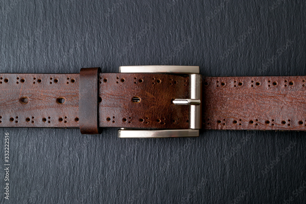 Classic Metal Buckle & Brown Leather Belt, In stock!