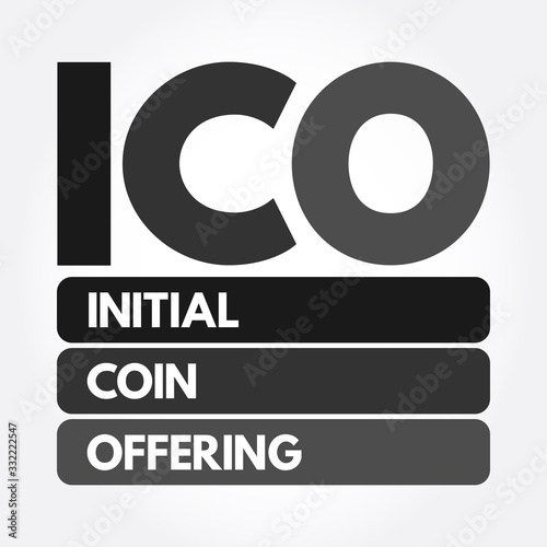 ICO - Initial Coin Offering acronym, business concept background