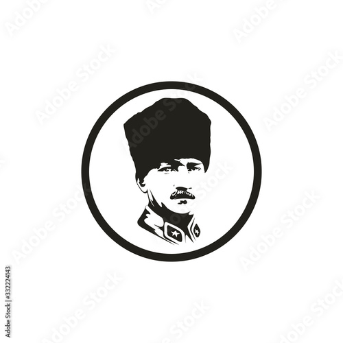 Republic of Turkey founder Mustafa Kemal Ataturk, vector drawing photo
