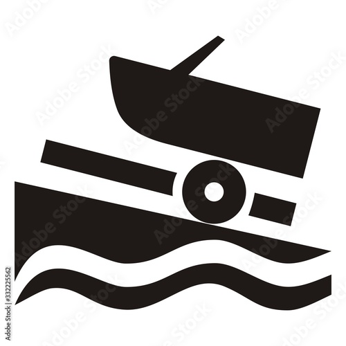 ban launching boats, vector icon 