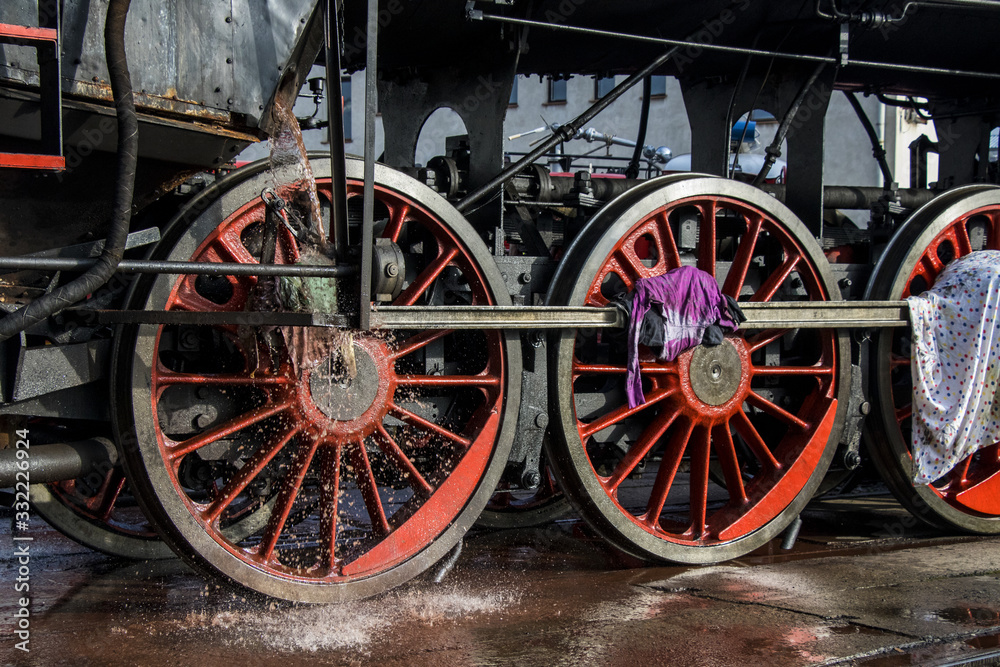  cleaning historical steam locomotive