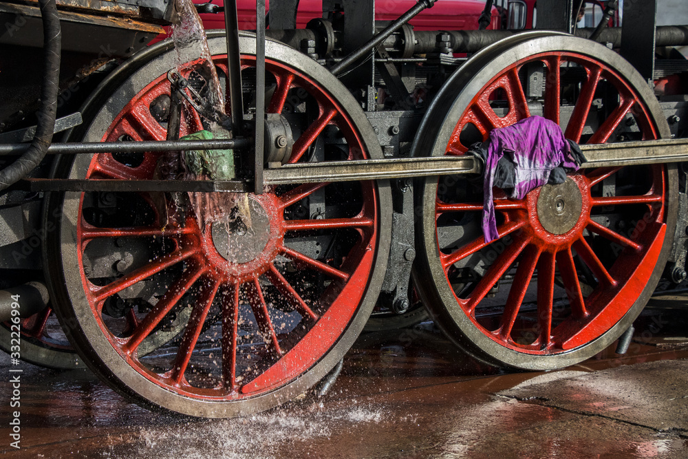  cleaning historical steam locomotive