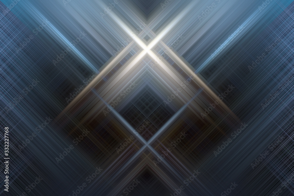 Perfectly crossed straight light beams connecting in a center abstract background Perfectly crossed straight light beams connecting in a center abstract background