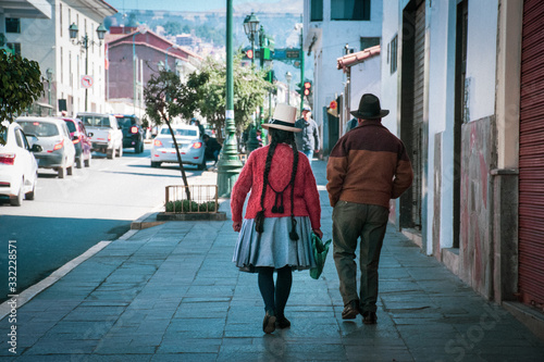 A couple in Peru Cusco taking a walk