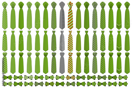 Illustration on theme big colored set neckties different types