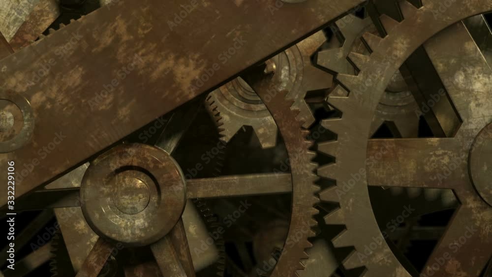 Camera moving through spinning gears and cogs, green screen at the end Camera moving through spinning gears and cogs, green screen at the end