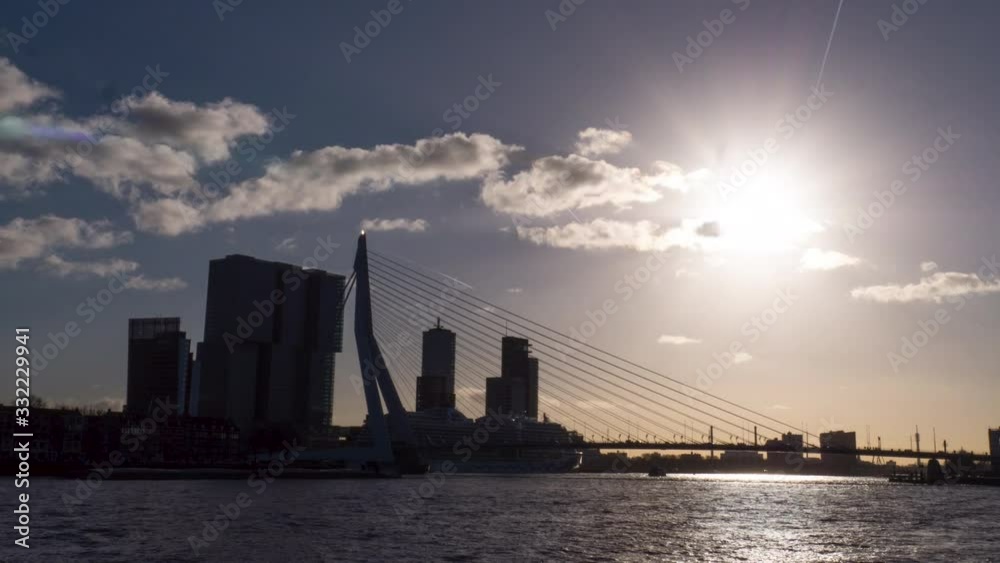 Timelapse of the skyline of Rotterdam with the Erasmus Bridge Timelapse of the skyline of Rotterdam with the Erasmus Bridge