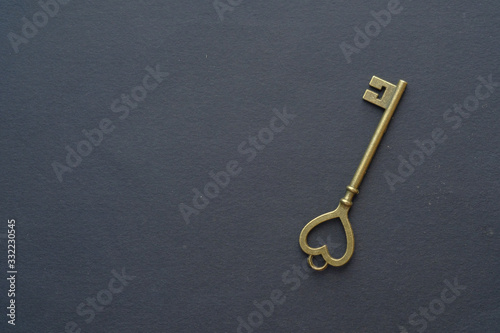 Real estate, buy home concept , gold key on a black background .