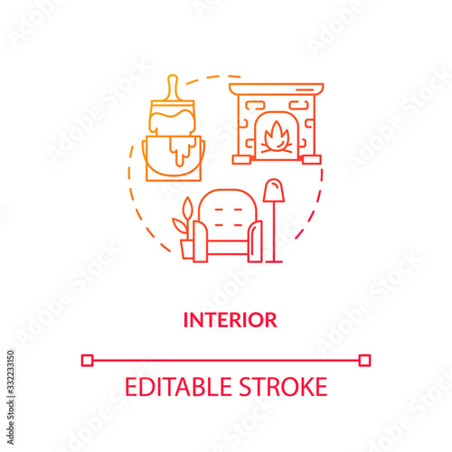 Interior design and home repair studio concept icon. Dwelling renovation idea thin line illustration. Apartment interior designing agency. Vector isolated outline RGB color drawing
