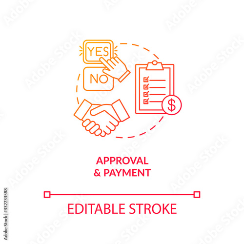Work result approval and payment concept icon. Order finishing and delivering idea thin line illustration. Artisan work final step, order fulfillment. Vector isolated outline RGB color drawing