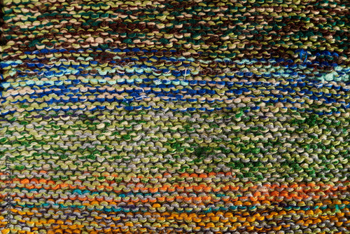 Multicolored knitted texture in macro using shawl technique