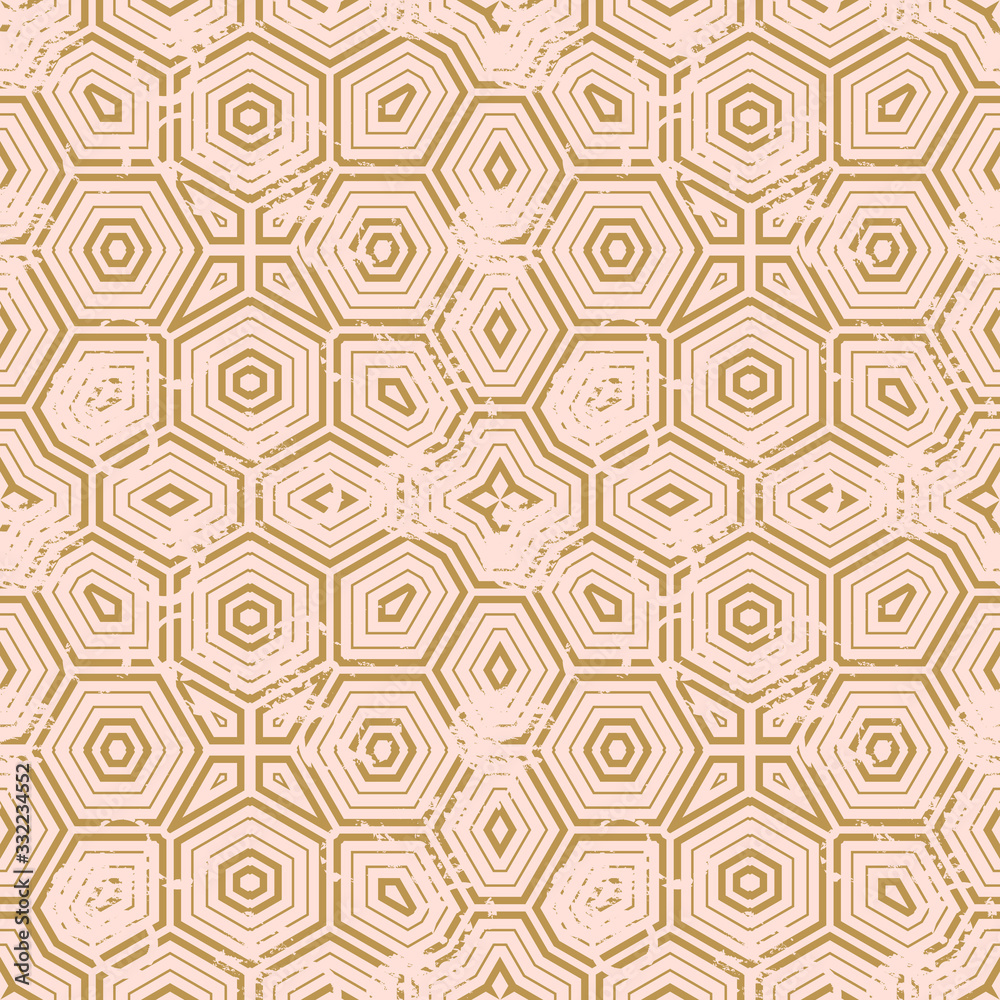 Abstract grunge geometric seamless pattern. Tile background. Infinity wrapping paper with different shapes. Creative texture. Vector illustration.     