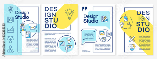 Design studio brochure template. Creative agency services. Flyer, booklet, leaflet print, cover design with linear icons. Vector layouts for magazines, annual reports, advertising posters © bsd studio