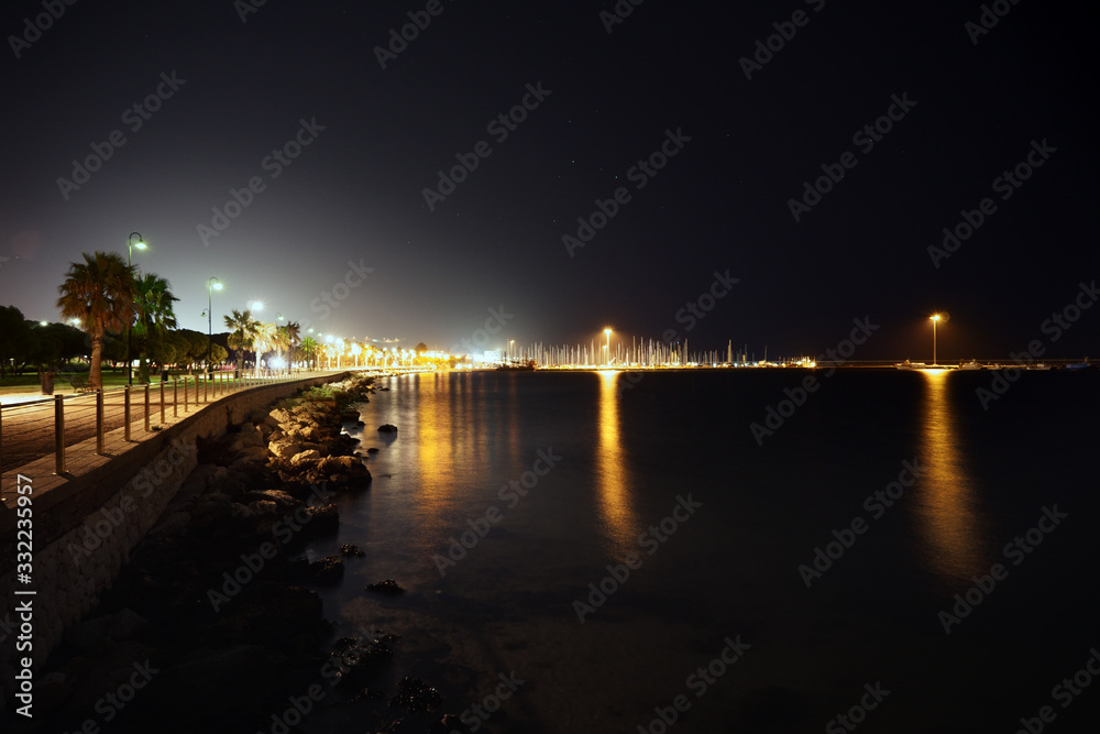 Night Walk at Su Siccu in Cagliari Harbor, Sardinia, Italy