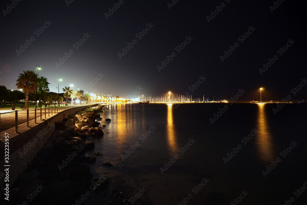 Night Walk at Su Siccu in Cagliari Harbor, Sardinia, Italy Night Walk at Su Siccu in Cagliari Harbor, Sardinia, Italy