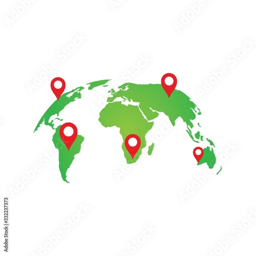 world map icon with GPS location . isolated on white background, vector Illustration