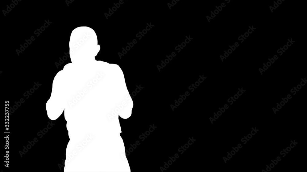 Announcement board animated template with boxer hit. Simple balck and white graphic.
