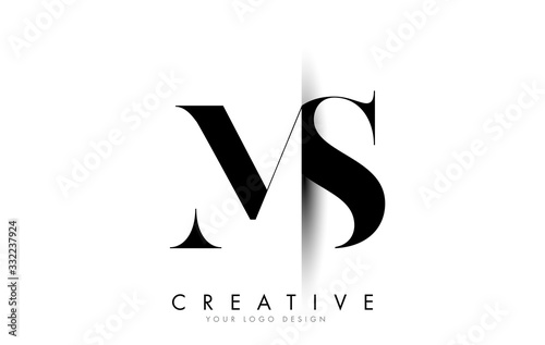 MS M S Letter Logo with Creative Shadow Cut Design.