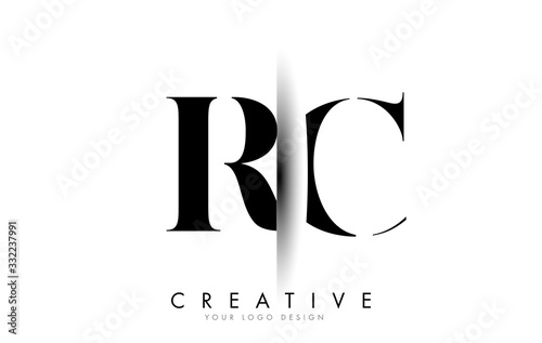 RC R C Letter Logo with Creative Shadow Cut Design.
