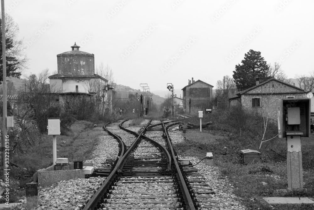 railway station. hike on an abandoned railway in southern Italy