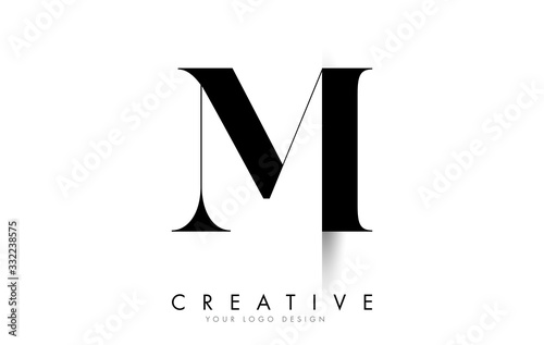 MI M I Letter Logo with Creative Shadow Cut Design.