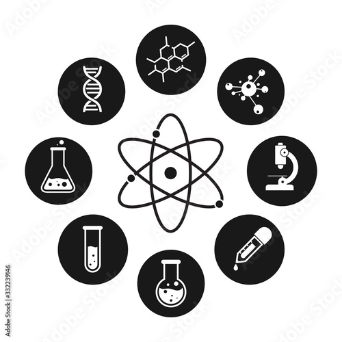 Science laboratory icons on white background. Chemistry icon vector  Illustration