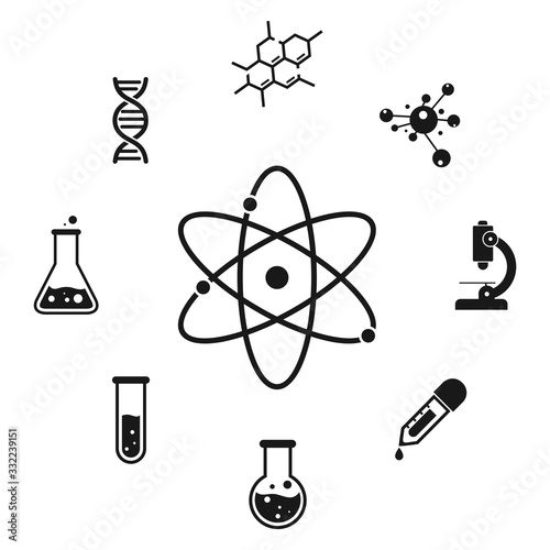 Science laboratory icons on white background. Chemistry icon vector Illustration