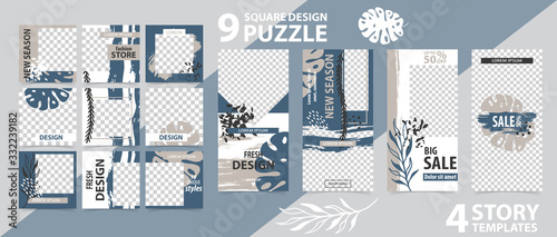 Trendy editable template for social networks stories and posts, vector illustration.