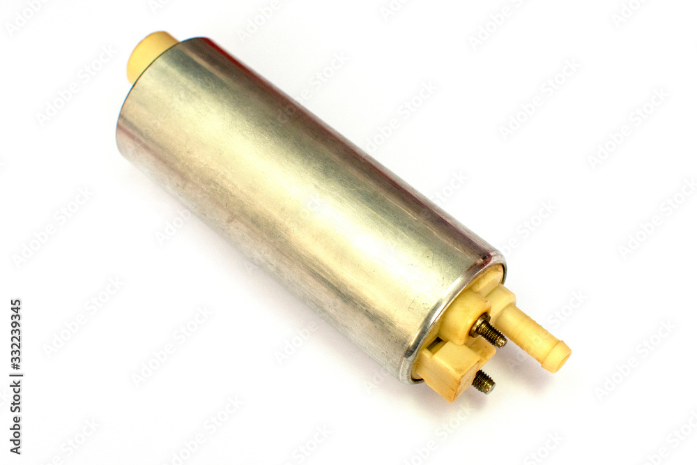 Fuel pump about the fuel level sensor in bank of the automobile isolated on white background. Spare parts. Fuel pump about the fuel level sensor in bank of the automobile isolated on white background. Spare parts.