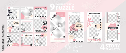 Trendy editable template for social networks stories and posts, vector illustration.