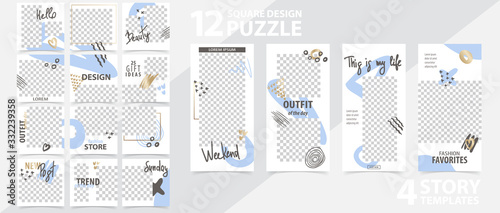 Trendy editable template for social networks stories and posts, vector illustration.