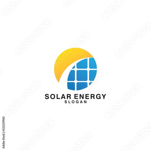 solar energy logo design template, vector icon Illustration