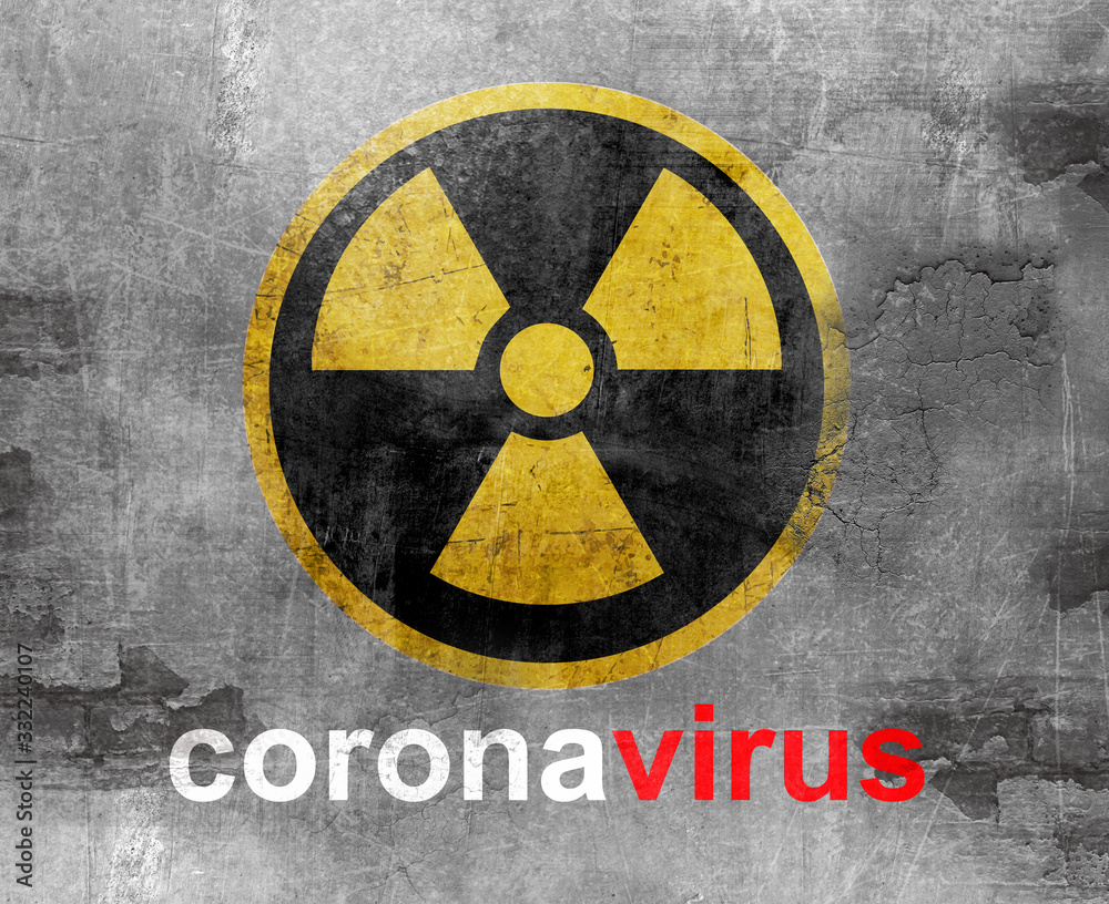 Fototapeta premium coronavirus covid19 danger symbol on the wall